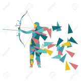 Archery woman archer training with bow vector background concept made with polygon fragments